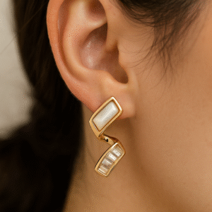 Luna Curve Pearl Drop Gold Vermeil Earrings