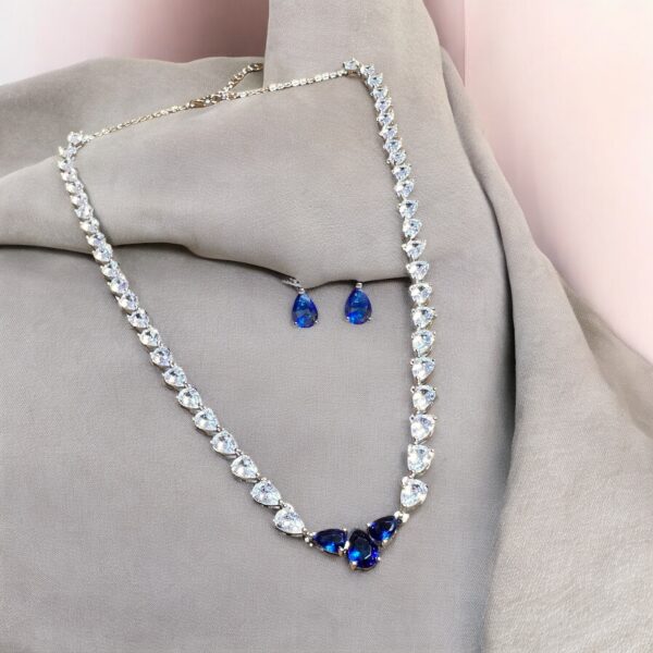 Celestia - 925 Silver Solitaire Women's Necklace with Earrings