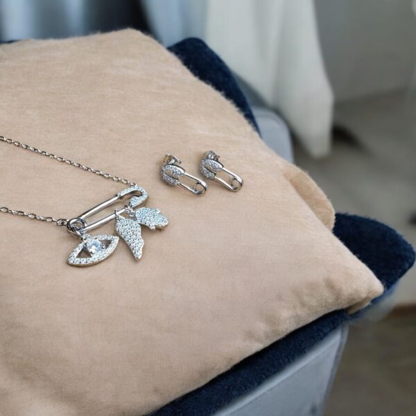 Silver Shield - 925 Silver Chain with Pendant and Earrings for Women - Image 2