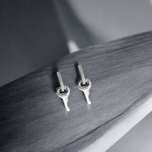 Keynic - 925 Silver Key Shaped Earrings for Women