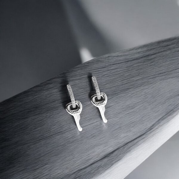 Keynic - 925 Silver Key Shaped Earrings for Women