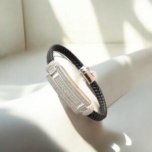 Midnight Star - 925 Silver Men's Bracelet with Leather Strap