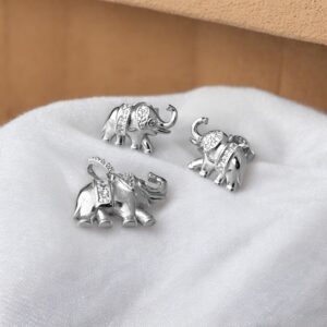 Gajalaxmi - 925 Silver Elephant Shaped Pendant with Earrings for Women