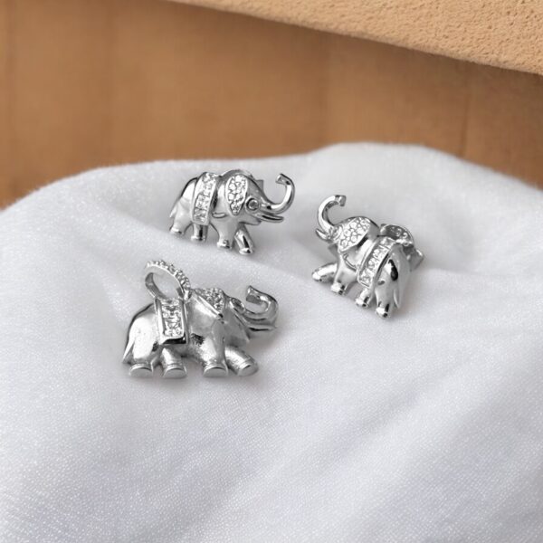 Gajalaxmi - 925 Silver Elephant Shaped Pendant with Earrings for Women