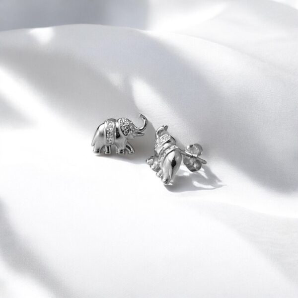 Gajalaxmi - 925 Silver Elephant Shaped Pendant with Earrings for Women - Image 2