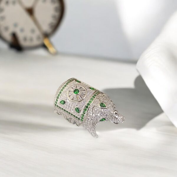 Trunk of Luck - 925 Silver Elephant Shaped Unisex Ring - Image 5