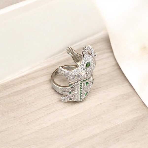 Trunk of Luck - 925 Silver Elephant Shaped Unisex Ring - Image 3