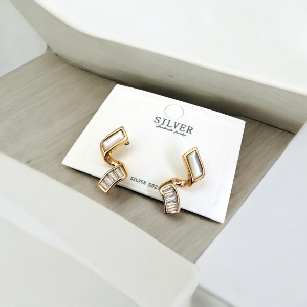 Luna Curve Pearl Drop Gold Vermeil Earrings - Image 2
